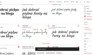 Przeglądaj ozdobne czcionki online na Google Fonts. Zobacz przykłady napisów "jak dobrać piękne fonty na bloga" w różnych stylach.