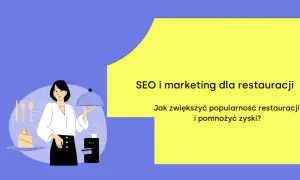 Kelnerka z tacą, rachunek i karta płatnicza. Temat: SEO i marketing dla restauracji.