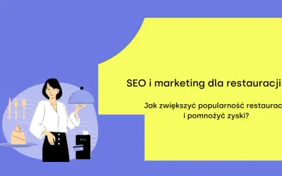 Kelnerka z tacą, rachunek i karta płatnicza. Temat: SEO i marketing dla restauracji.