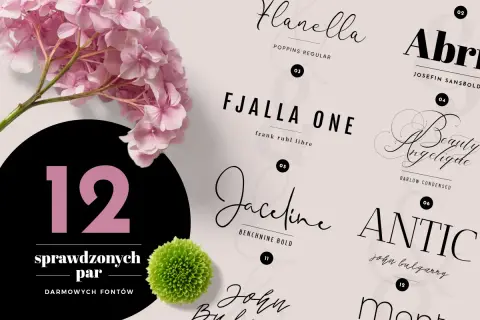 12 par darmowych fontów, idealnych jako czcionka do szablonów. Różnorodne style, od eleganckich po nowoczesne.