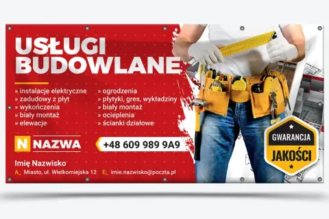 Profesjonalna reklama firmy budowlanej oferującej szeroki zakres usług: od instalacji elektrycznych po biały montaż i elewacje. Gwarancja jakości.