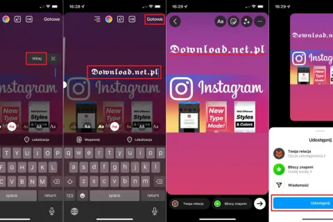 Tworzenie ładnych czcionek na IG. Wybierz styl tekstu "Download.net.pl" i udostępnij.