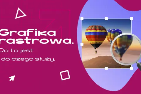 Grafika rastrowa przykłady: powiększony balon w chmurach, ukazujący piksele.