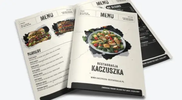 Rodzaje kart menu: burgery, dania na słodko i inne. Restauracja Kaczuszka zaprasza!