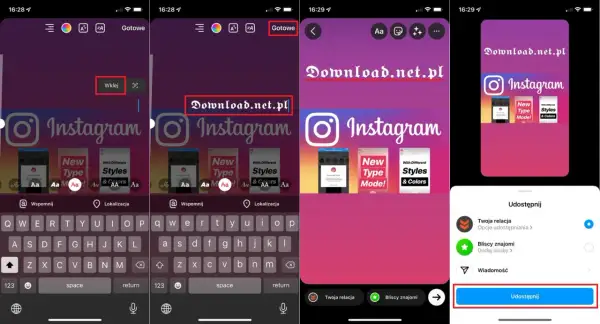 Tworzenie ładnych czcionek na IG. Wybierz styl tekstu "Download.net.pl" i udostępnij.