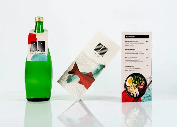 Spis potraw menu restauracji Red Fish z propozycjami ramenów.