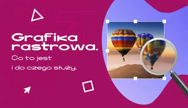 Grafika rastrowa przykłady: powiększony balon w chmurach, ukazujący piksele.